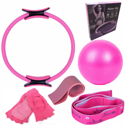 Resistance Bands Yoga Pilates Circle 6Pcs Yoga Ball Latex Elastic Circle Yoga Socks Posture Belt Fitness Set Exercise Training